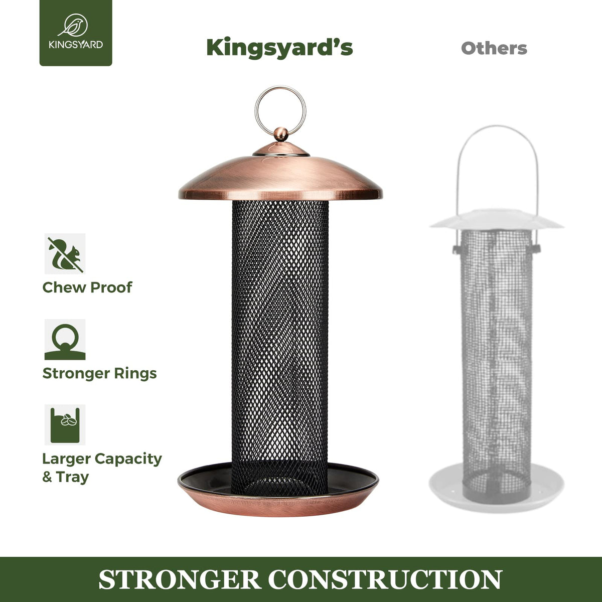 Kingsyard clinging perch and 360-degree seed tray invites several birds to feed