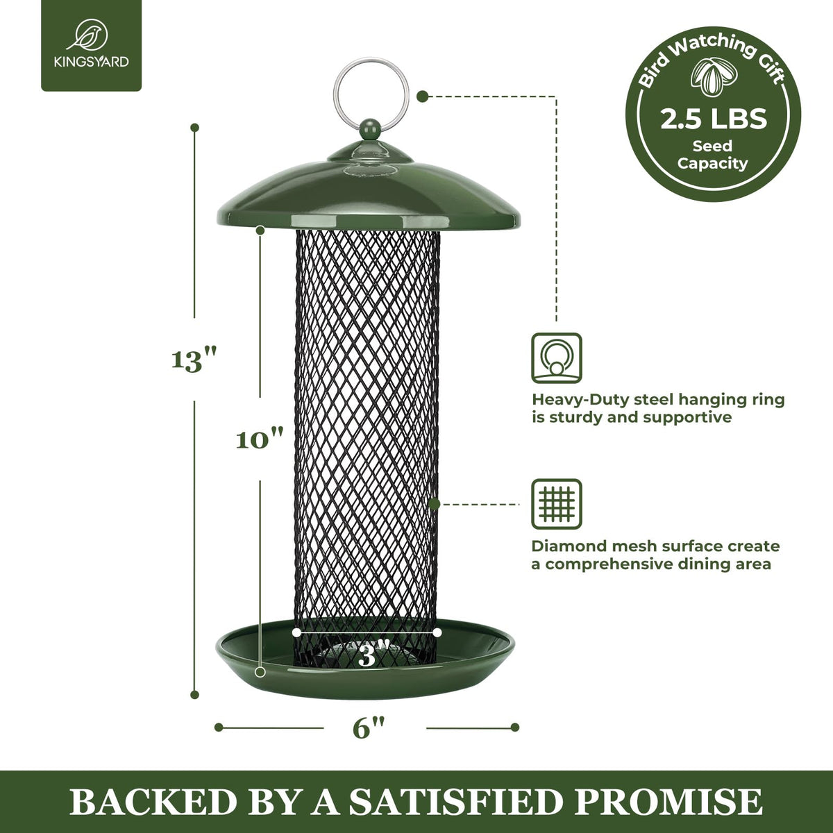 Kingsyard meshed tray supports perching and easy access for clinging birds.