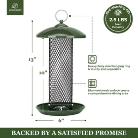 Kingsyard meshed tray supports perching and easy access for clinging birds.