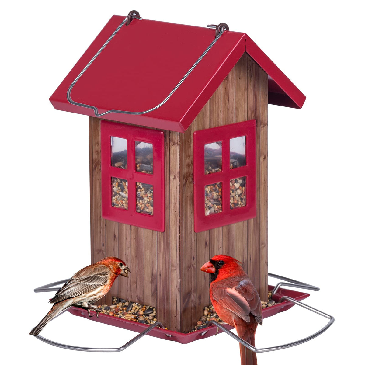 Kingsyard Cute Bird House Feeder outdoors hanging provides convenient bird watching.