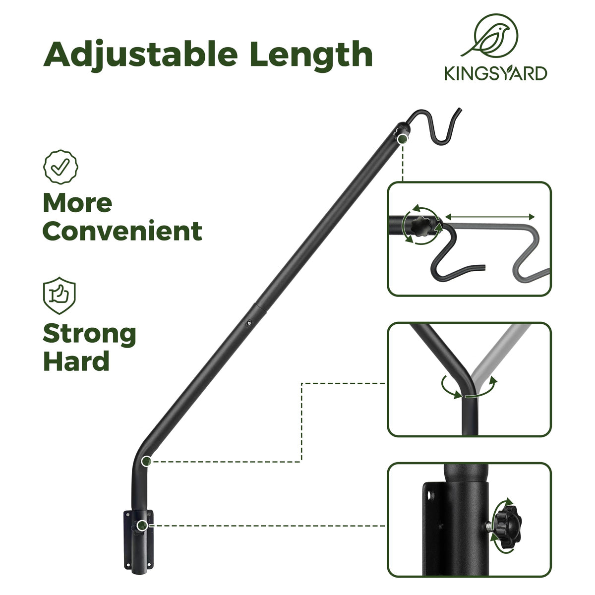 Kingsyard deck hook ideal for bird feeders and planters on walls