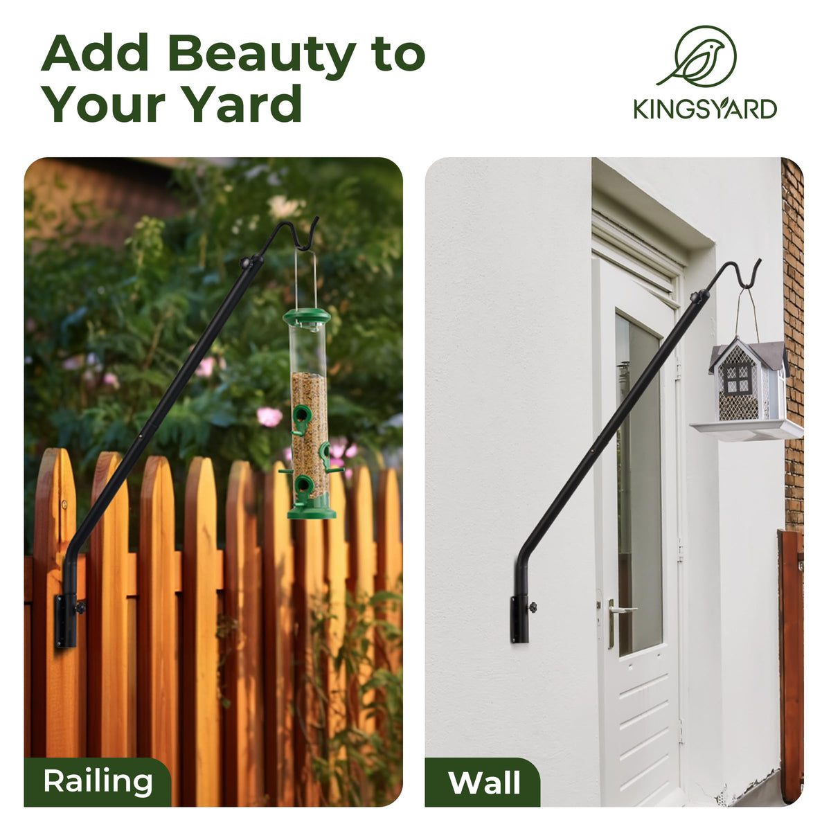 Kingsyard deck hook supporting planters and lanterns on an outdoor wall