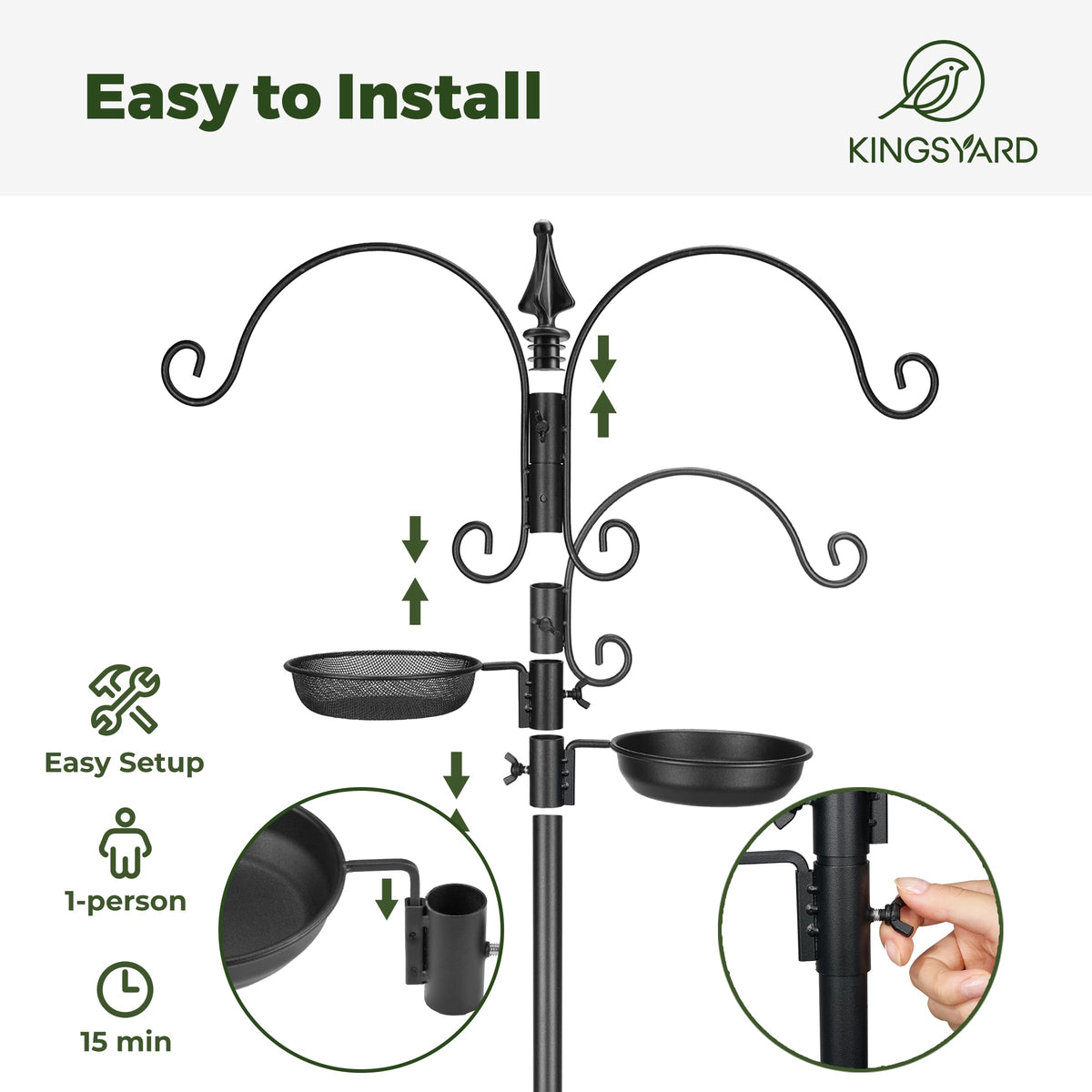 Kingsyard detachable water bowl and food tray for quick refilling and cleaning