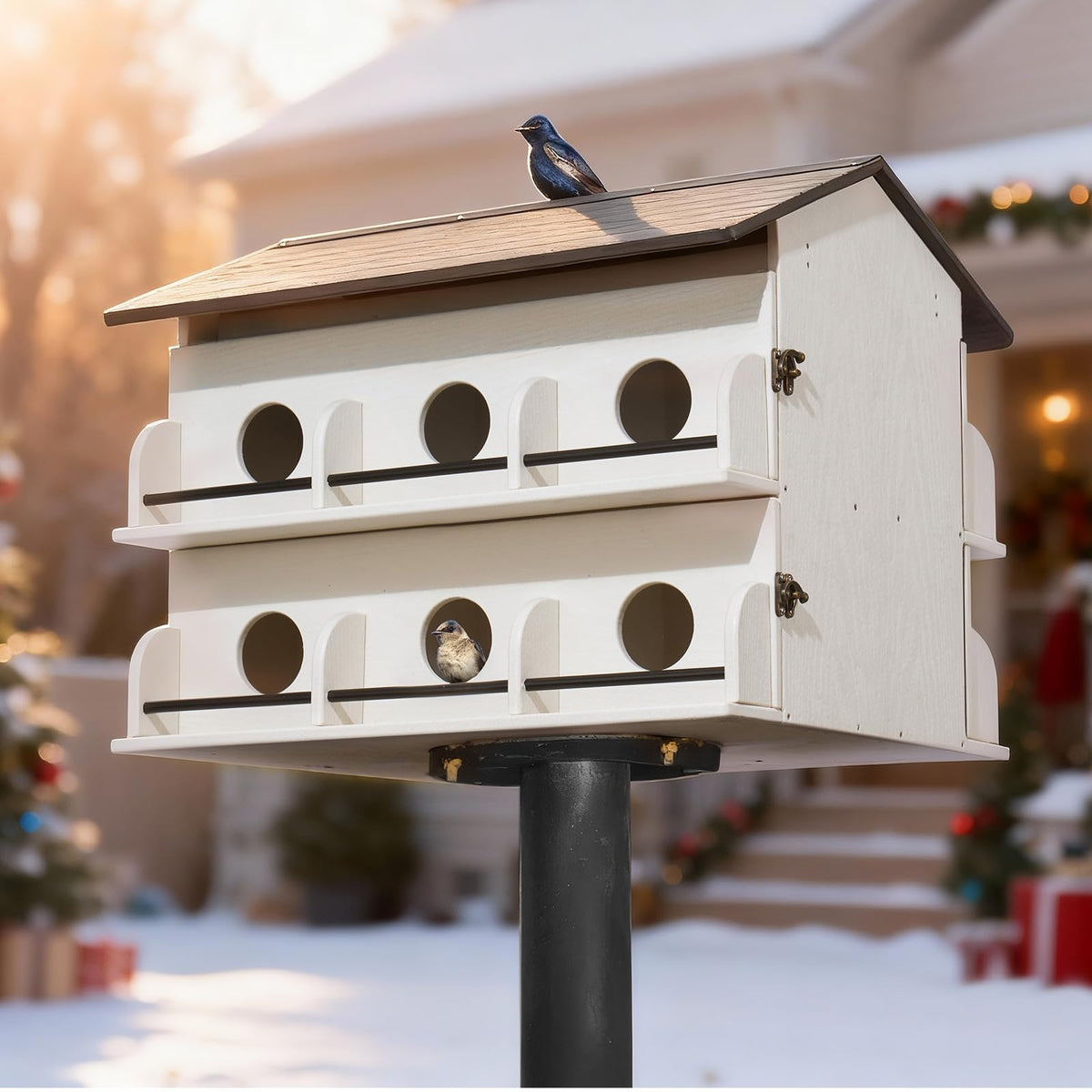 Kingsyard two-tier purple martin house for ample nesting space