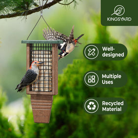 Kingsyard double-capacity feeder with two-sided mesh for easier feeding access.