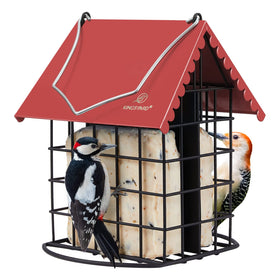 Kingsyard Double Suet Bird Feeder with weatherproof roof, ideal for year-round outdoor feeding.