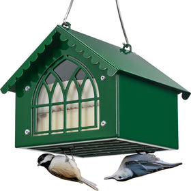 Kingsyard double upside-down suet feeder with weatherproof roof for outdoor use
