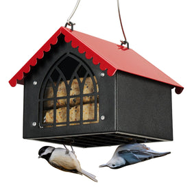 Kingsyard double upside-down suet feeder with weatherproof roof keeps suet dry and accessible
