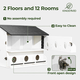 Kingsyard easy-clean purple martin house with front doors simplifies seasonal upkeep