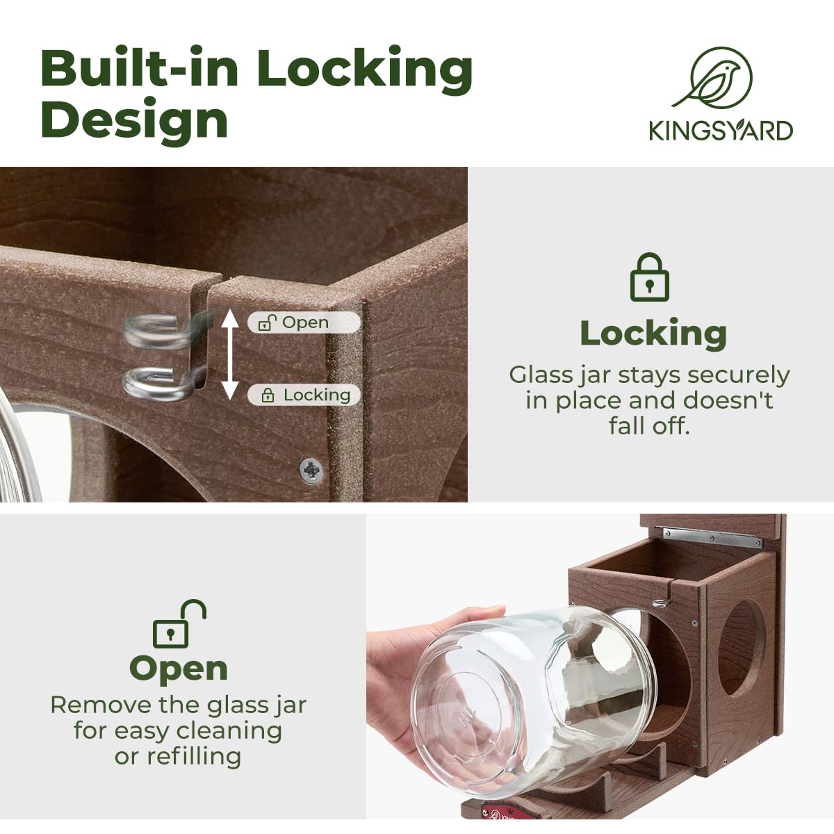Kingsyard easy installation on tree, fence, or post