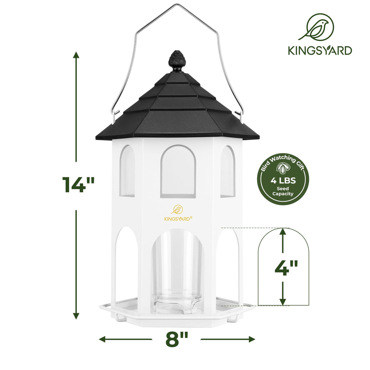 Kingsyard easy refill lid and clear seed view for quick maintenance