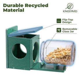 Kingsyard feeder lid close-up with locking design preventing rain and spills.