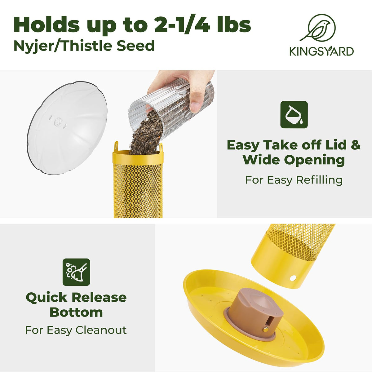 Kingsyard Finch Feeder 360-degree clinging design for feeding from all angles