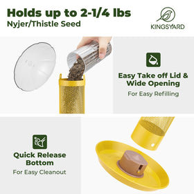 Kingsyard Finch Feeder 360-degree clinging design for feeding from all angles