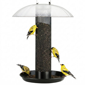 Kingsyard Finch Feeder base tray catches Nyjer spills to reduce waste during bird feeding.