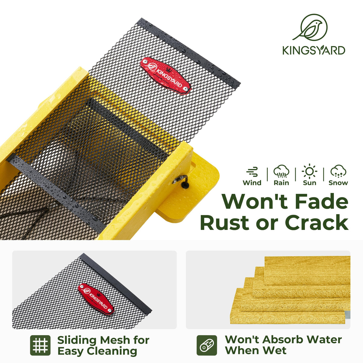 Kingsyard Finch Feeder Nyjer refill top—neat, spill-free feeding for tiny seeds.