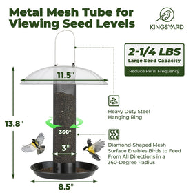 Kingsyard Finch Feeder Nyjer seed tube provides 360° access for birds feeding.