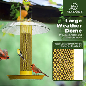 Kingsyard Finch Feeder yellow finish adds garden color and visibility