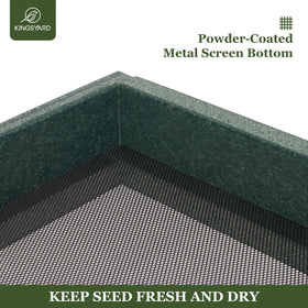 Kingsyard four-chain suspension system keeps feeder steady when birds land.