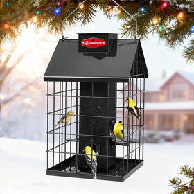 Kingsyard four-port Nyjer seed feeder supports multiple birds at once