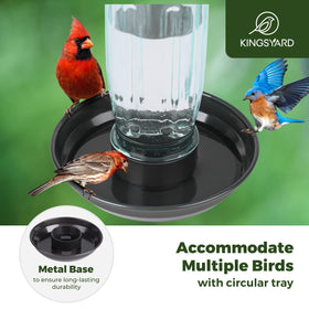 Kingsyard glass bird feeder top view highlights wide-mouth bottle for easy refills.