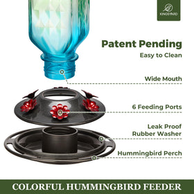 Kingsyard feeder features bee-guard ports to minimize insect intrusion at feeding.