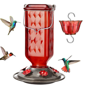 Kingsyard glass hummingbird feeder close-up of bottle for nectar viewing and easy filling