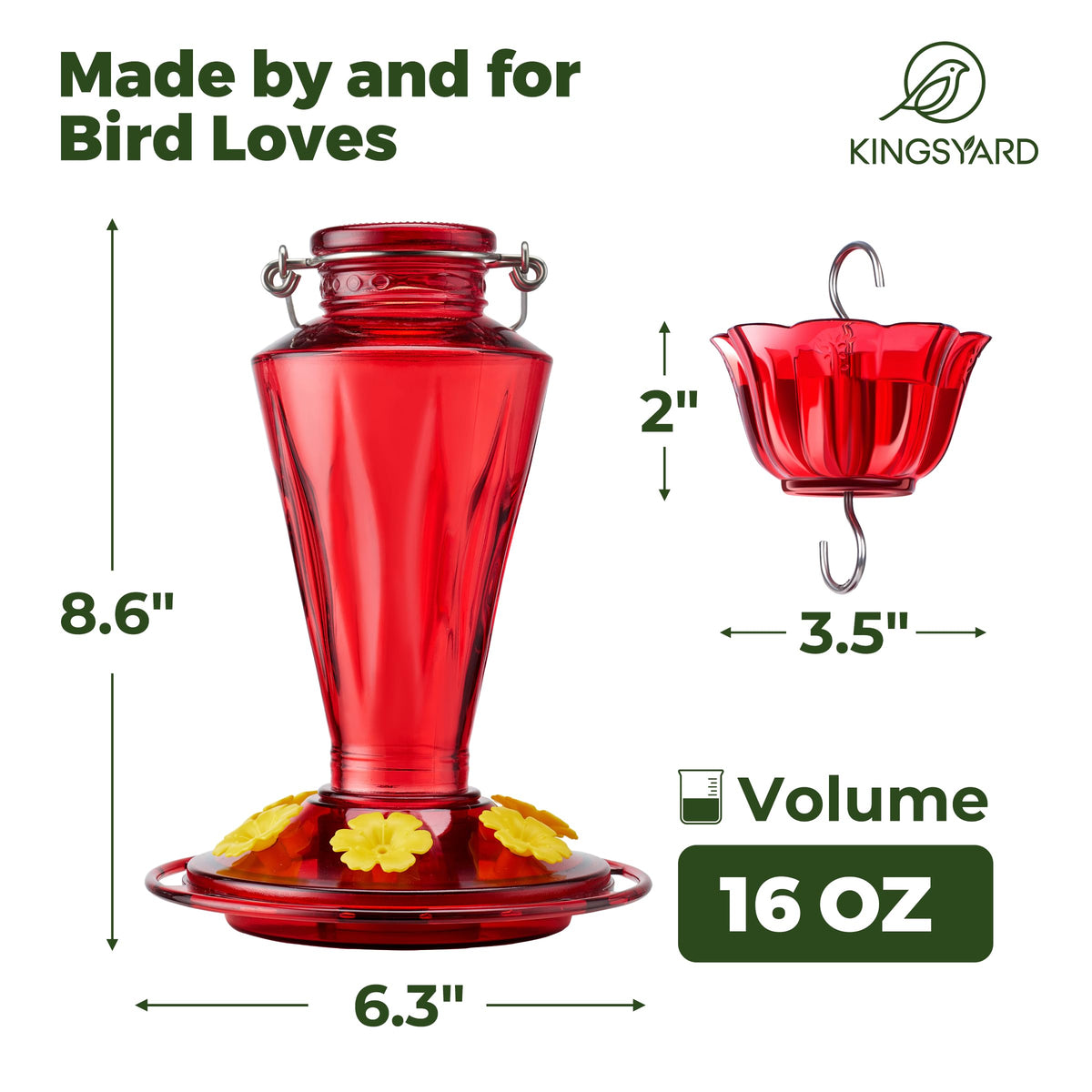 Kingsyard glass feeder is easy to refill and clean