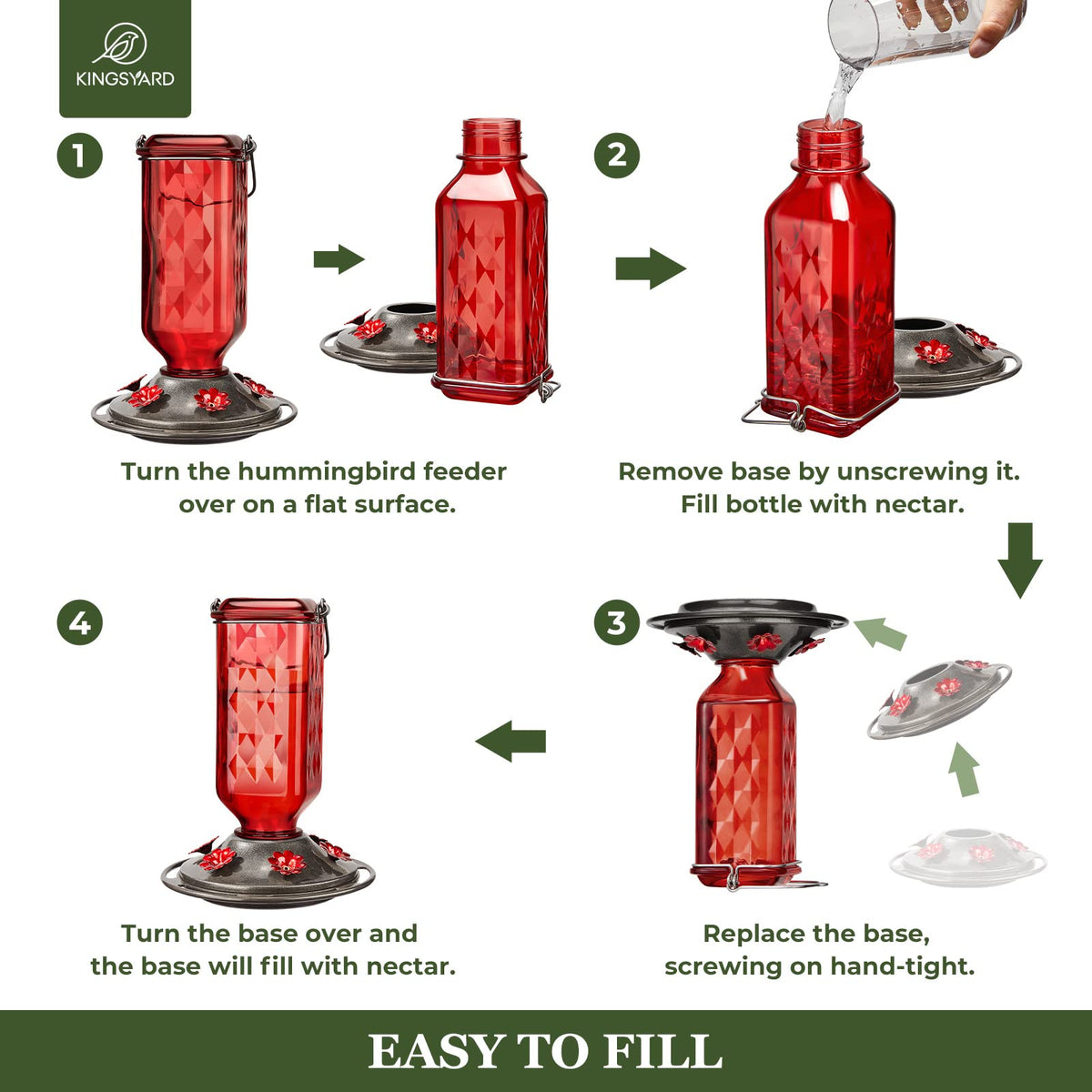 Kingsyard red glass feeder adds vibrant color to garden decor