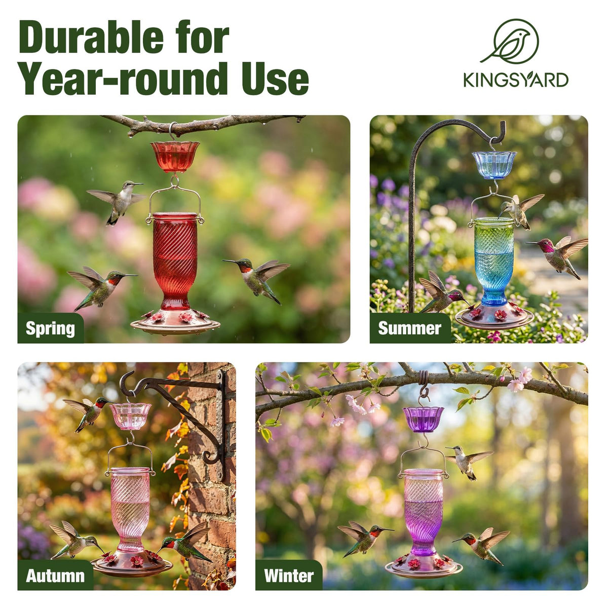 Kingsyard gradient-design glass feeder complements outdoor decor