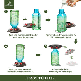 Kingsyard glass hummingbird feeder promotes garden birdwatching with six-port nectar station.