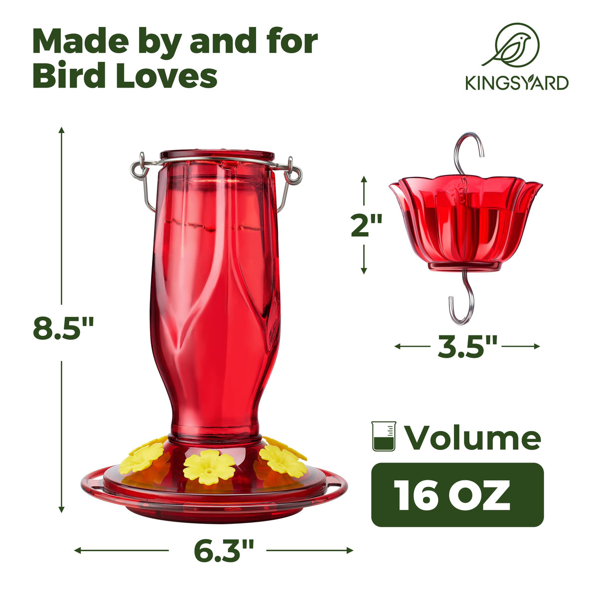 Kingsyard leak-proof base protects nectar from spills outdoors.