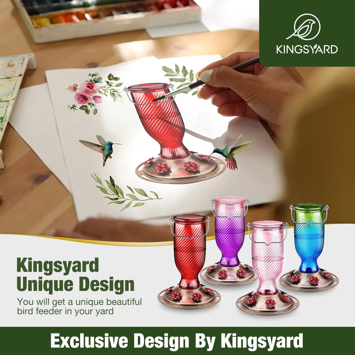 Kingsyard leak-proof glass feeder keeps nectar contained during windy days