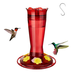 Kingsyard glass hummingbird feeder red with clear bottle for easy nectar monitoring.