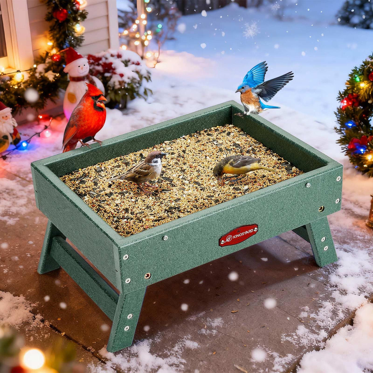 Kingsyard ground bird feeder 5lbs-capacity: easy top-fill for extended feeding sessions