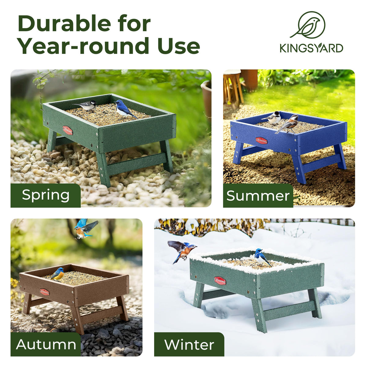 Kingsyard ground bird feeder easy-clean: pull-out legs simplify setup and cleaning