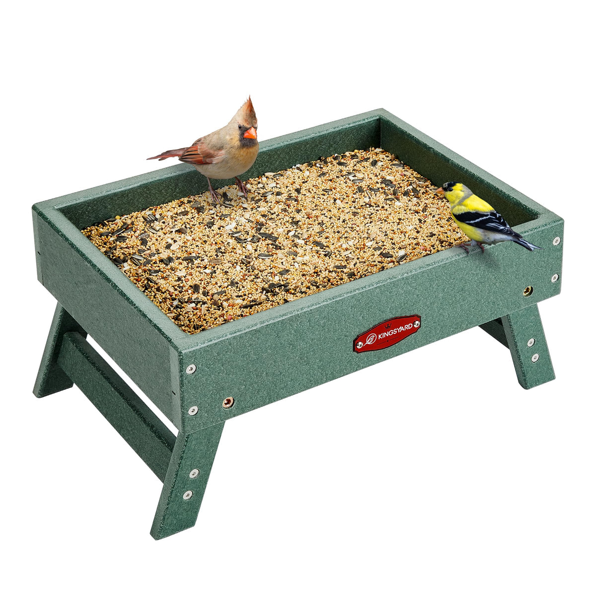 Kingsyard ground bird feeder outdoors: sturdy platform for local birds and wildlife