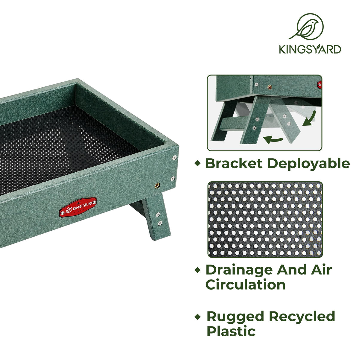 Kingsyard ground bird feeder recycled-plastic: eco-friendly durable construction for outdoor durability
