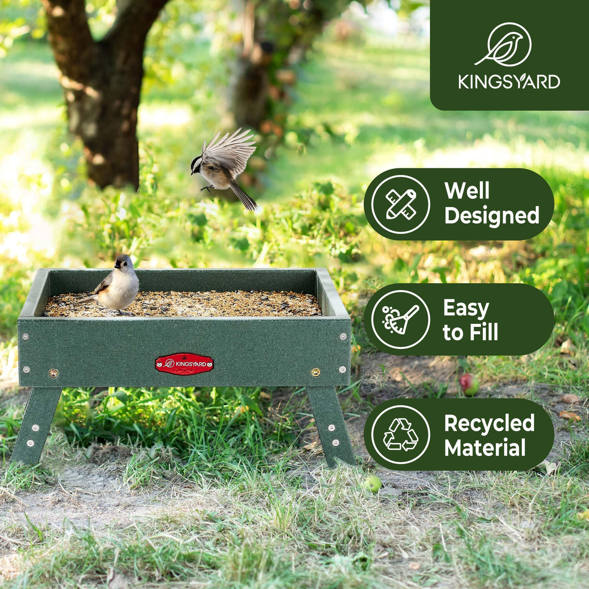 Kingsyard ground bird feeder squirrel-friendly: versatile for birds and small mammals