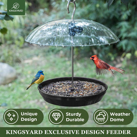 Kingsyard hanging metal seed tray for convenient outdoor feeding.