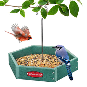 Kingsyard heavy-duty hanging platform bird feeder shows a spacious feeding area for flock gatherings.