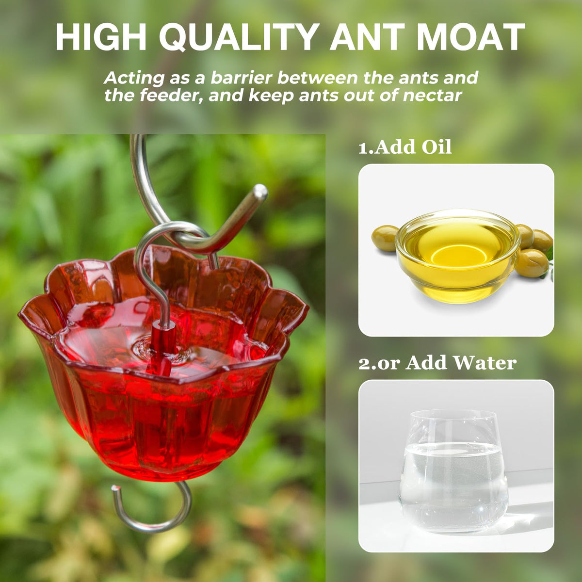 Kingsyard anti-moat feeder protects nectar from ants