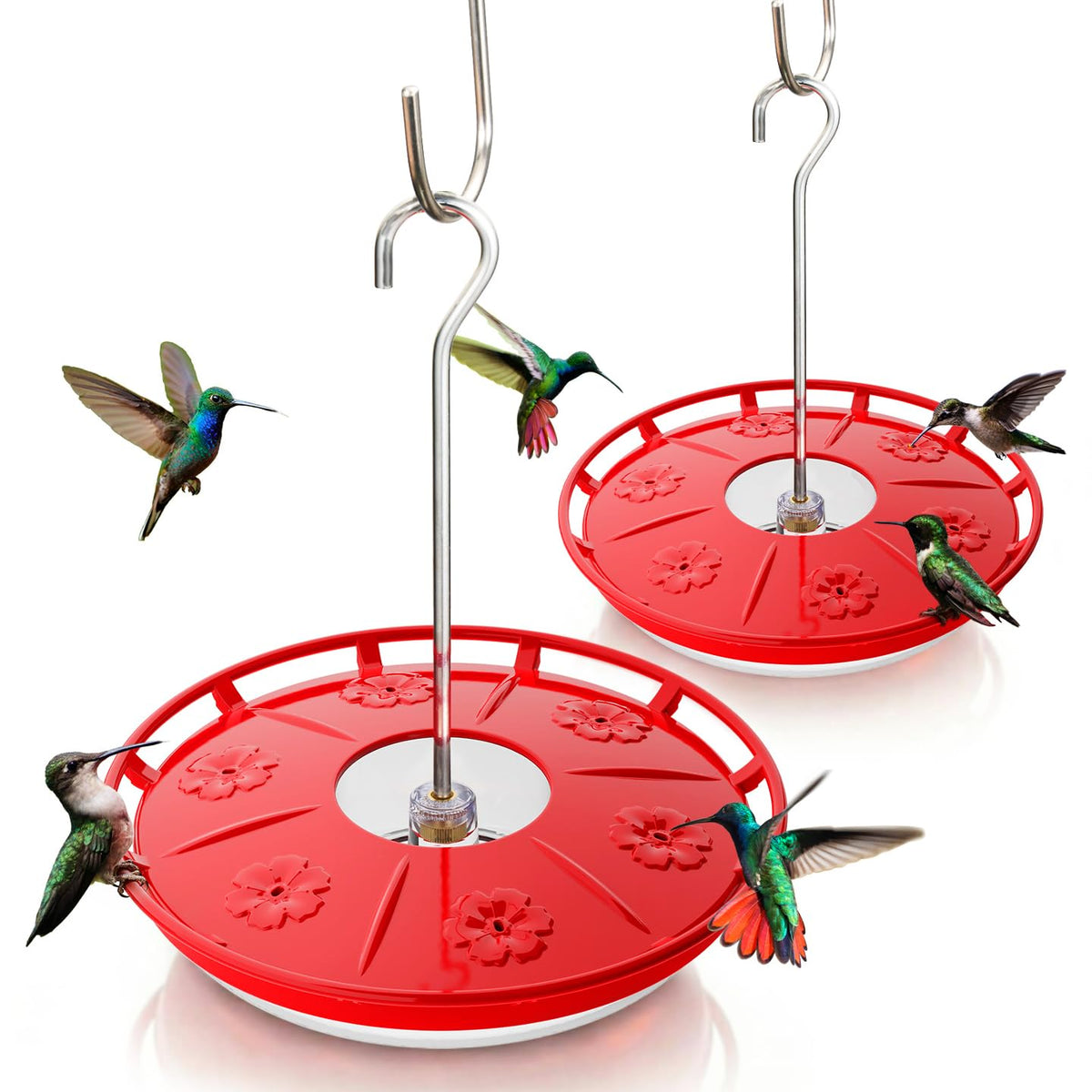 Kingsyard disc hummingbird feeder with anti-ant moat keeps nectar accessible outdoors.
