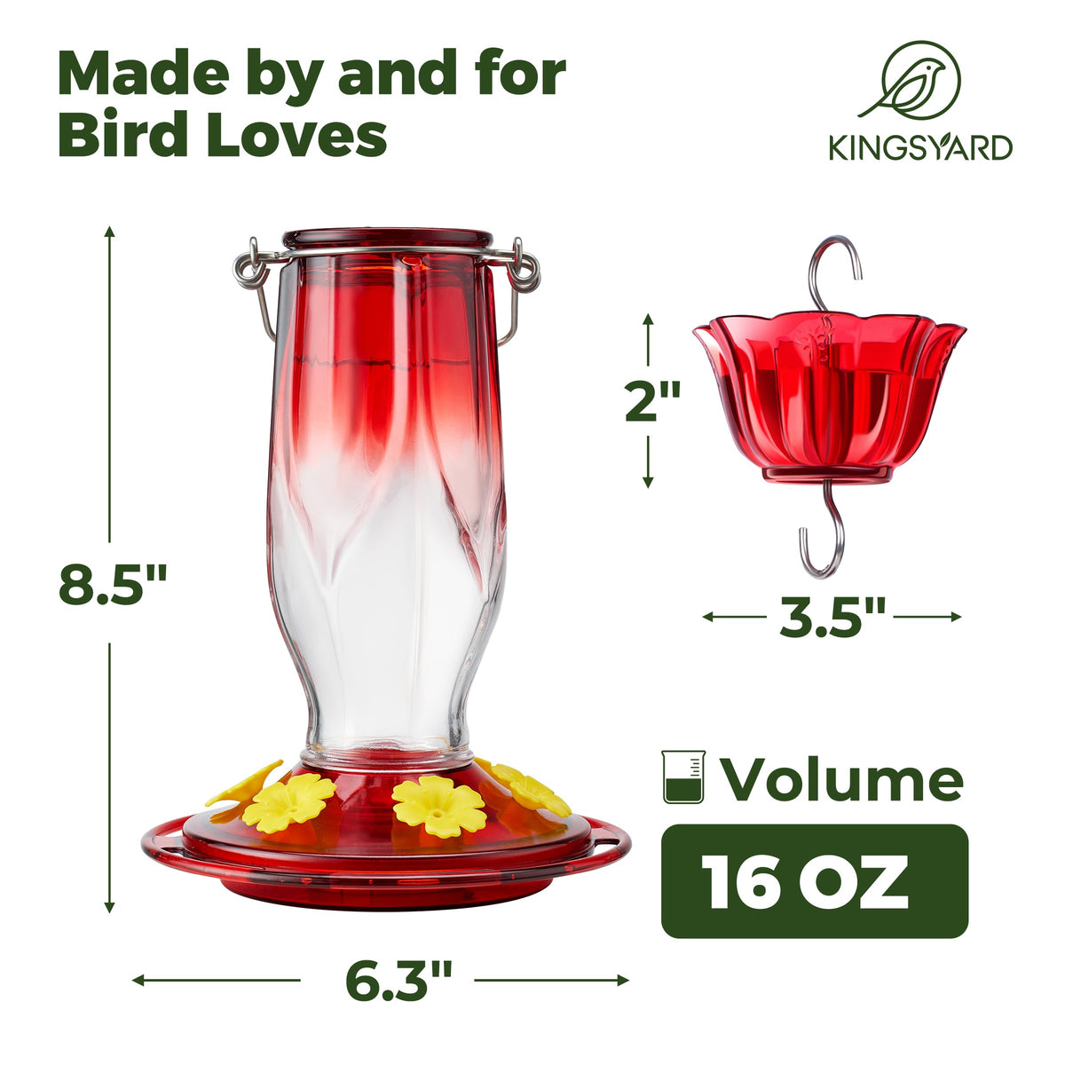 Kingsyard feeder features a leak-proof base for tidy outdoor spaces.