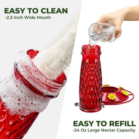 Kingsyard red glass hummingbird feeder adds stylish, garden-ready flair.