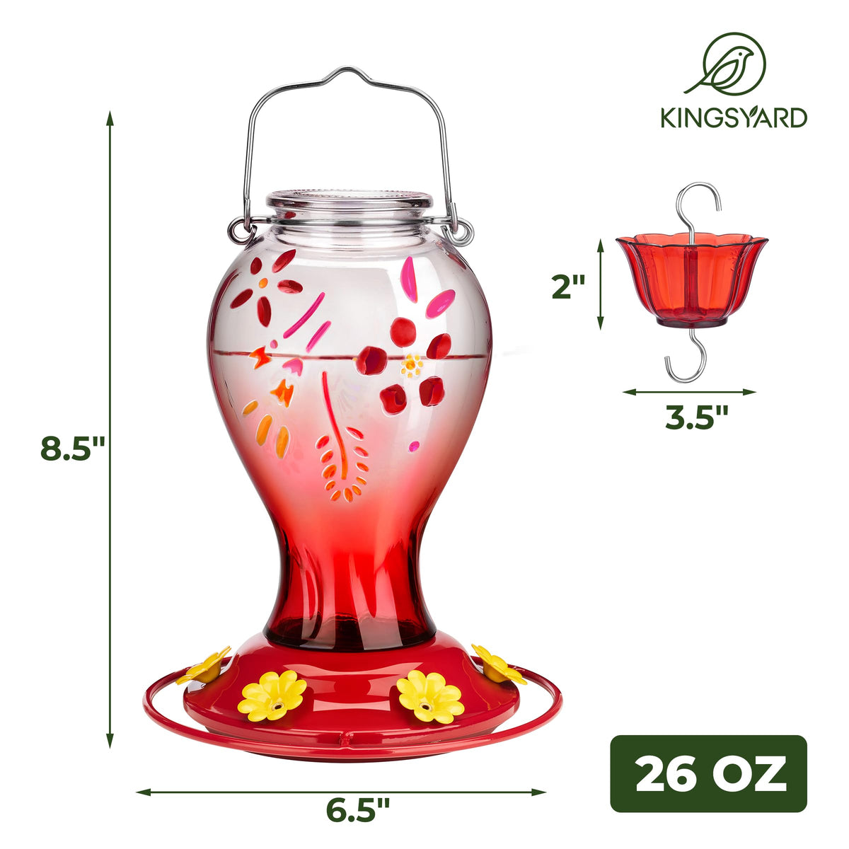 Kingsyard glass feeder with six ports offers steady nectar access
