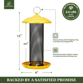 Kingsyard Large capacity 2.5 lbs seeds reduces refills and keeps birds fed.