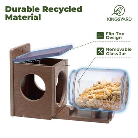 Kingsyard locking-design squirrel feeder demonstrating secure attachment during use