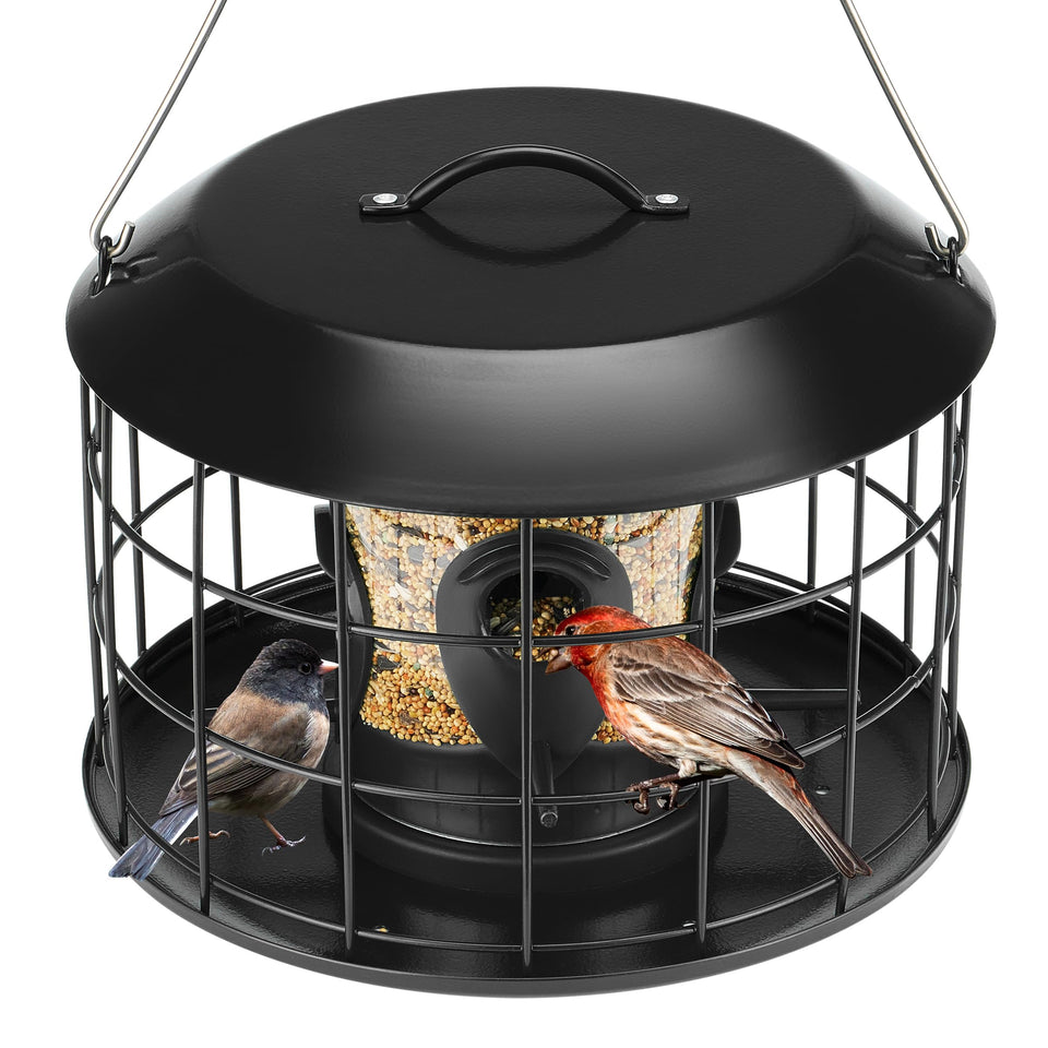 Kingsyard mesh caged bird feeder exterior view shows a sturdy, weather-ready yard feeder.