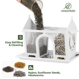 Kingsyard mesh-feeding surface supports clinging birds for easy feeding